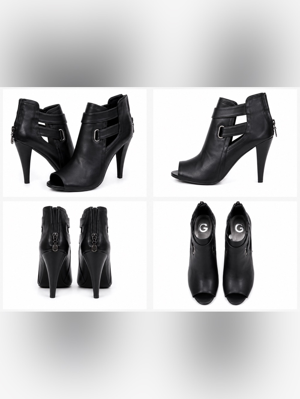 G by Guess Danny Black Strappy Buckle Heels Size 10 Gladiator Stiletto Sandals